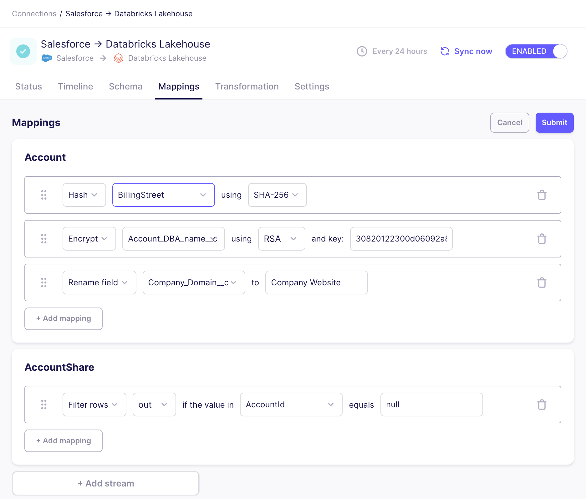 Mappings in the Airbyte UI